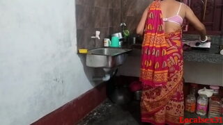 Indian Tamil Red saree Kitchen Sex In Bhabhi